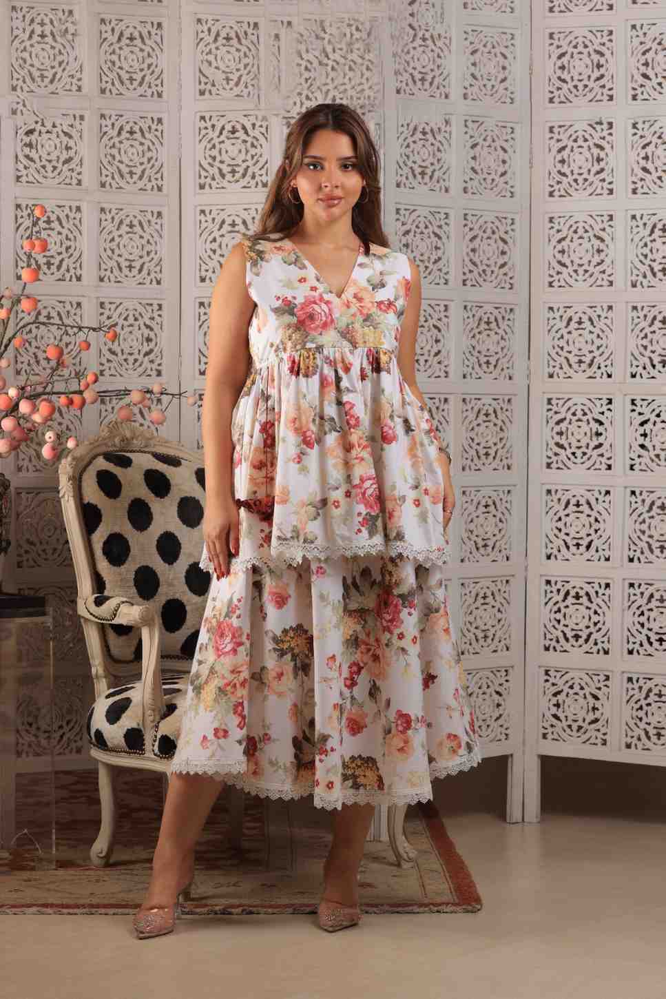 Floral in Two Layers Dress