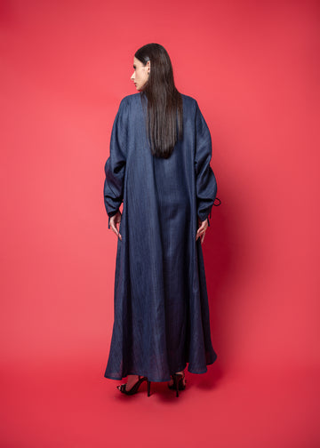 BLUE LINEN ABAYA